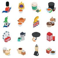 Great britain icons set, isometric style vector