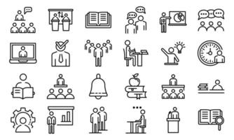 Lecture class icons set, outline style vector