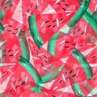Seamless pattern with transparent watermelons. Hand drawn watermelon slices endless wallpaper.