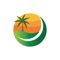 diseño de vector de plantilla de logotipo de ilustración de verano de palmera