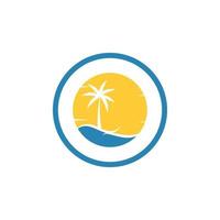 diseño de vector de plantilla de logotipo de ilustración de verano de palmera