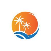 diseño de vector de plantilla de logotipo de ilustración de verano de palmera