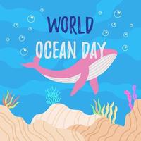 World ocean day concept flat illustration vector