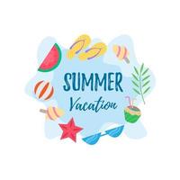 ilustración de vacaciones de verano de diseño plano vector