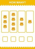 How Many Leopard face. Worksheet for kids vector