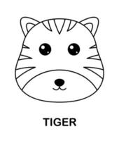 página para colorear con tigre para niños vector