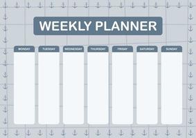 planificador diario y semanal con ancla vector