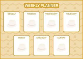 planificador diario y semanal con sombrero fedora vector