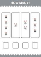 How Many Rabbit face. Worksheet for kids vector