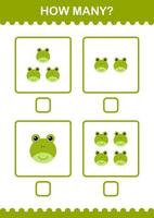 How Many Frog face. Worksheet for kids vector