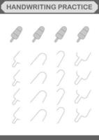 Handwriting practice with Ice Cream. Worksheet for kids vector