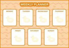 Daily and weekly planner with Inflatable Duck vector