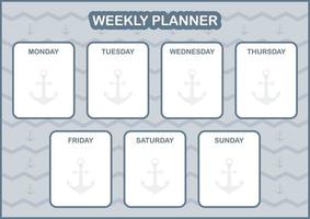 Daily and weekly planner with Anchor vector