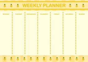planificador diario y semanal con piña vector