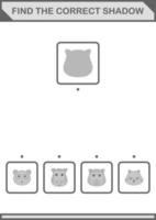 Find the correct shadow Leopard face. Worksheet for kids vector