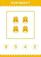 How Many Giraffe face. Worksheet for kids vector