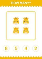 How Many Giraffe face. Worksheet for kids vector