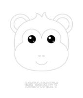 Monkey tracing worksheet for kids vector