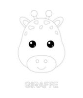 Giraffe tracing worksheet for kids vector