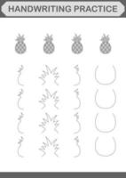 Handwriting practice with Pineapple. Worksheet for kids vector