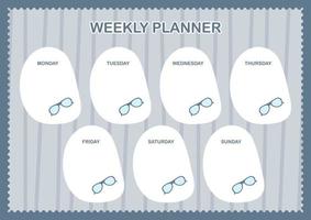 Daily and weekly planner with Glasses vector