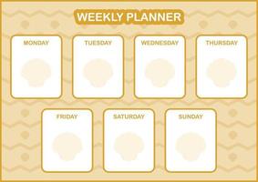 Daily and weekly planner with Seashell vector