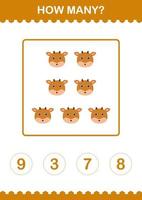 How Many Deer face. Worksheet for kids vector