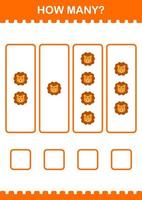 How Many Lion face. Worksheet for kids vector