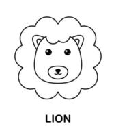 página para colorear con león para niños vector