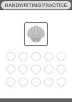 Handwriting practice with Seashell. Worksheet for kids vector