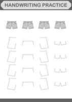 Handwriting practice with Shorts. Worksheet for kids vector