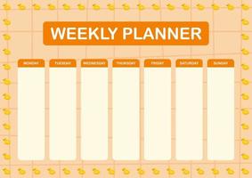 Daily and weekly planner with Inflatable Duck vector