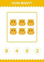 How Many Leopard face. Worksheet for kids vector