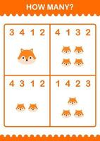 How Many Fox face. Worksheet for kids vector