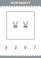 How Many Rabbit face. Worksheet for kids vector