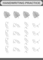 Handwriting practice with Monstera. Worksheet for kids vector