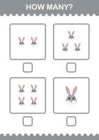 How Many Rabbit face. Worksheet for kids vector