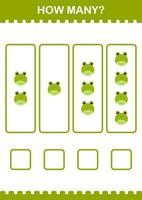 How Many Frog face. Worksheet for kids vector