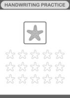 Handwriting practice with Starfish. Worksheet for kids vector