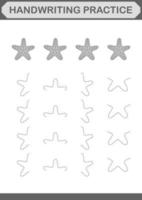 Handwriting practice with Starfish. Worksheet for kids vector