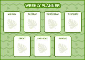 Daily and weekly planner with Monstera vector