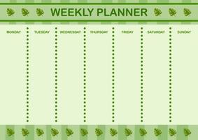 planificador diario y semanal con monstera vector