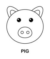 Coloring page with Pig for kids vector