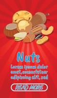 Nuts concept banner, comics isometric style vector
