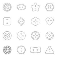 Clothes button icon set outline vector