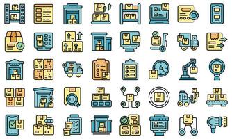 Inventory optimization icons set vector flat