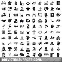 100 victim support icons set, simple style vector