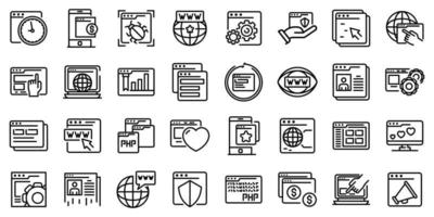 Browser icons set, outline style vector