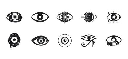 Eyes icon set, simple style vector