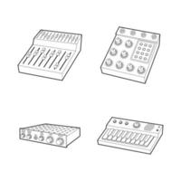 Equalizer icon set, outline style vector